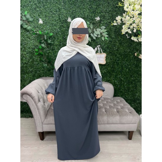 Abaya structurée manches bouffantes gris